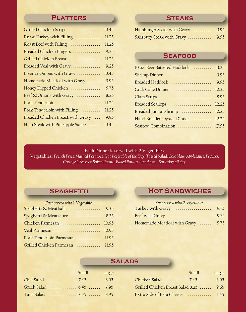 Family Dining Stoner's Restaurant Chambersburg